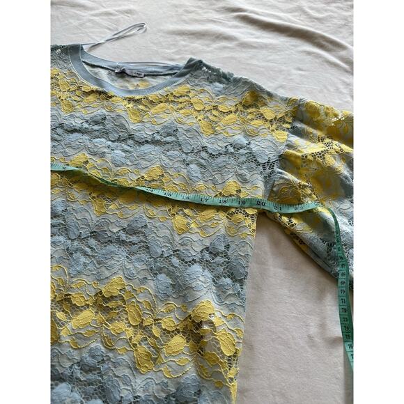 ZARA W&B Yellow & Blue Lace Floral Knit Top – Size M - Picture 3 of 6